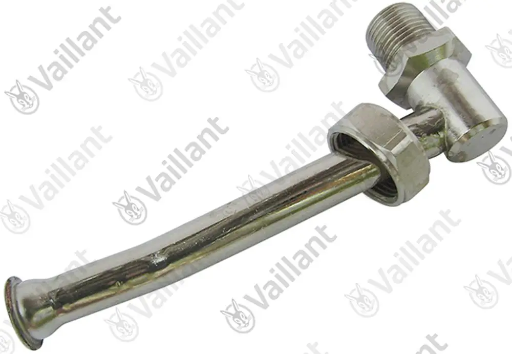 Vaillant Anschlusskonsole mit verchromtem Rohr und Gewinde, geeignet für die Anbringung an Wandinstallationen.